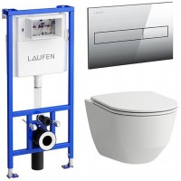 Унитаз с инсталляцией Laufen Pack Pro Rimless с сиденьем и клавишей 869966000000R Унитаз с инсталляцией Laufen Pack Pro Rimless с сиденьем и клавишей 869966000000R