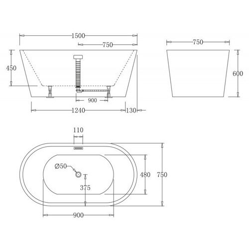 Ванна акриловая Belbagno BB71 Ванна акриловая Belbagno BB71