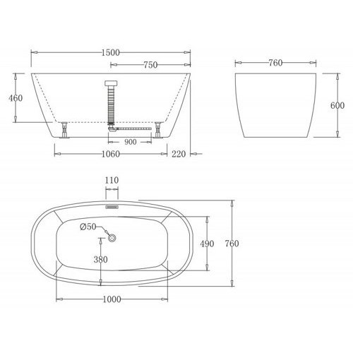 Ванна акриловая Belbagno BB72 Ванна акриловая Belbagno BB72