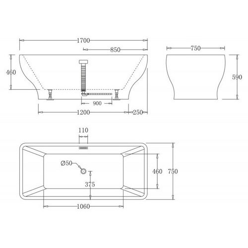 Ванна акриловая Belbagno BB73 Ванна акриловая Belbagno BB73